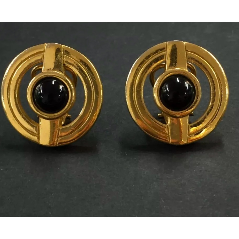 Givenchy gold and stone clip earrings